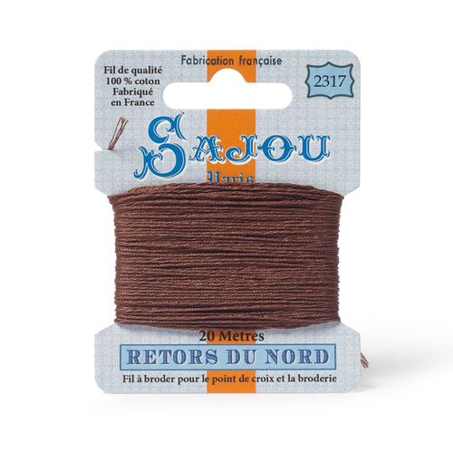 Maison Sajou Retors du Nord embroidery thread card in colour 2317 brown