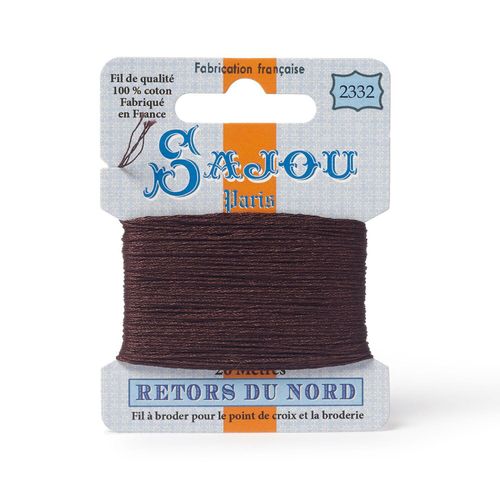 Maison Sajou Retors du Nord embroidery thread card in colour 2332 brown