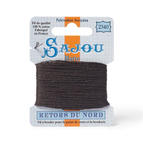 Maison Sajou Retors du Nord embroidery thread card in colour 2340 brown