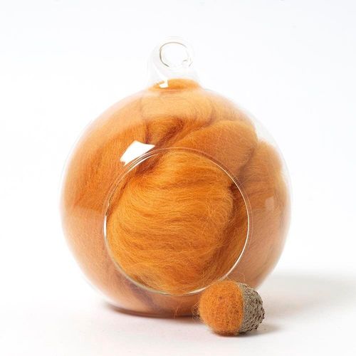 orange 35 merino wool tops for needle felting and spinning in a 10g portion.