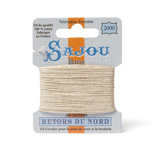 Maison Sajou Retors du Nord embroidery thread card in color 2000 cream