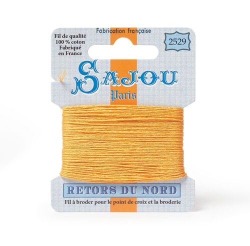Maison Sajou Retors du Nord embroidery thread card in colour 2529 orange
