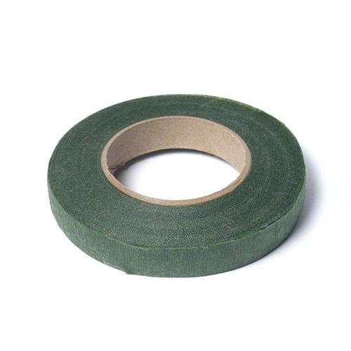 Professional-grade green floral tape, ideal for covering wire armatures to create realistic plant stems, leaves, and botanical structures in needle felting.