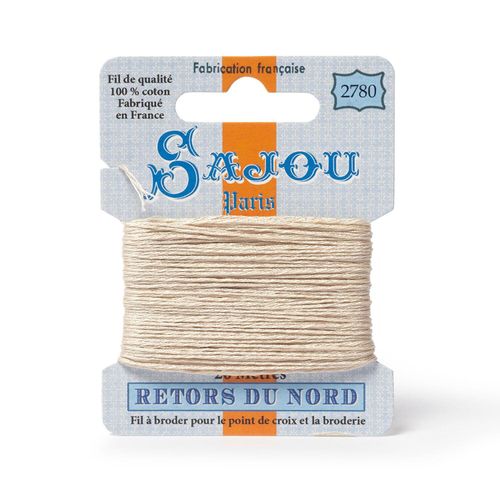 Maison Sajou Retors du Nord embroidery thread card in colour 2780 cream.