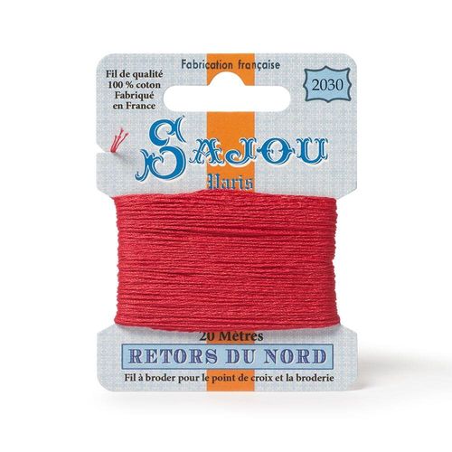Maison Sajou Retors du Nord embroidery thread card in colour 2030 red