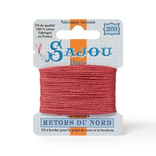 Maison Sajou Retors du Nord embroidery thread card in colour 2033 dark peach
