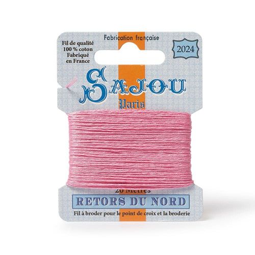 Maison Sajou Retors du Nord embroidery thread card in colour 2024 Pink.