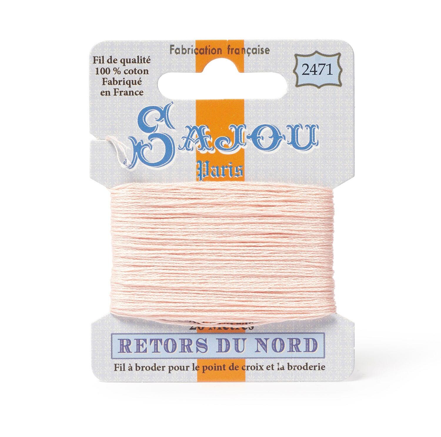 Maison Sajou Retors du Nord embroidery thread card in colour 2471 pink.