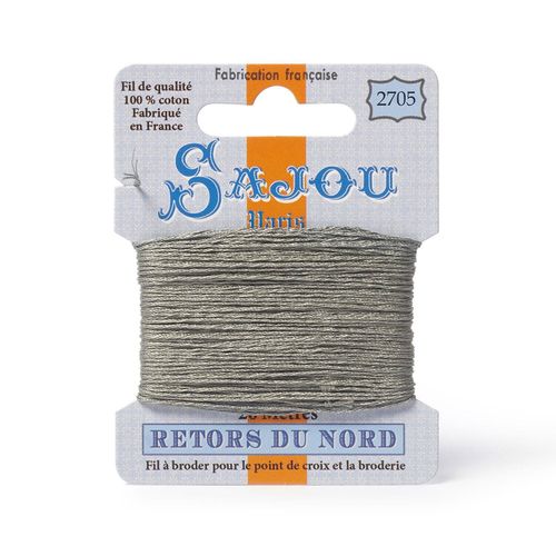 Maison Sajou Retors du Nord embroidery thread card in colour 2705 grey