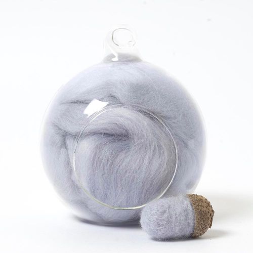 grey 75 merino wool tops for needle felting and spinning in a 10g portion.
