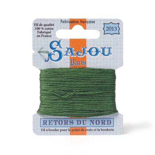Maison Sajou Retors du Nord embroidery thread card in colour 2013 green.