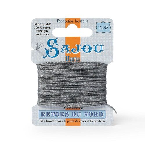 Maison Sajou Retors du Nord embroidery thread card in colour 2037 grey