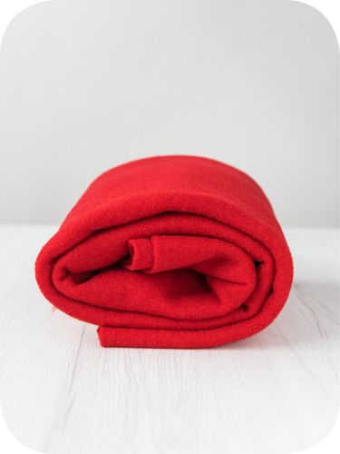 Premium Passion merino wool prefelt in a bold scarlet red shade, approx A4 size, imported from the DHG dyehouse in Italy.