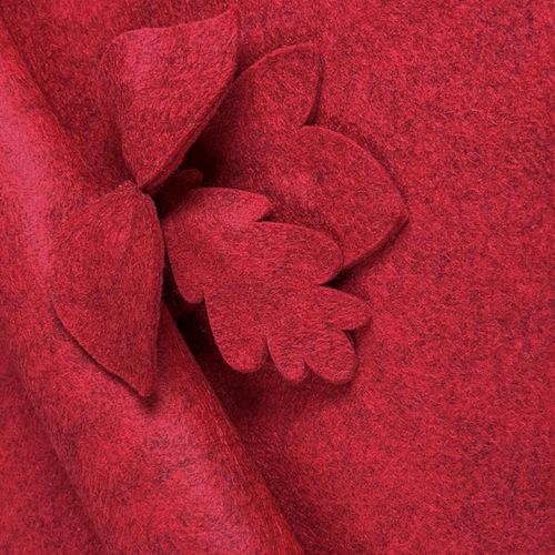 High-quality marl red craft felt with a textured, heathered appearance, made from a 30% wool and 70% viscose blend.