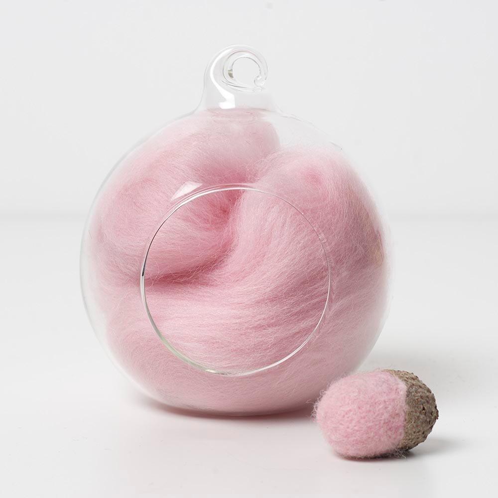 pink 07 merino wool tops for needle felting and spinning in a 10g portion.