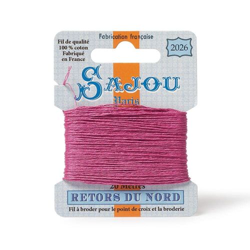 Maison Sajou Retors du Nord embroidery thread card in colour 2026 Pink.