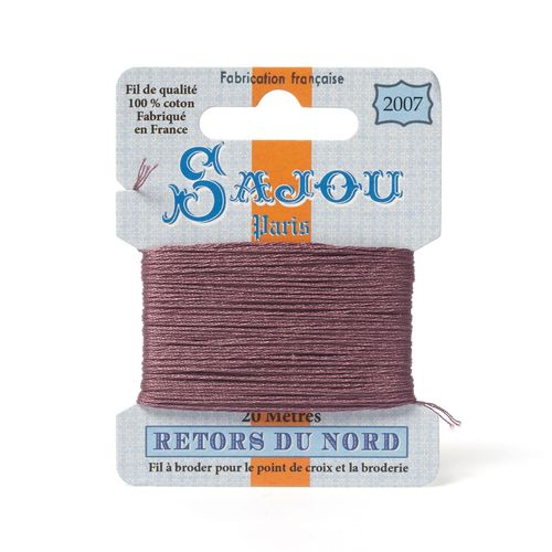 Maison Sajou Retors du Nord embroidery thread card in colour 2007 purple.