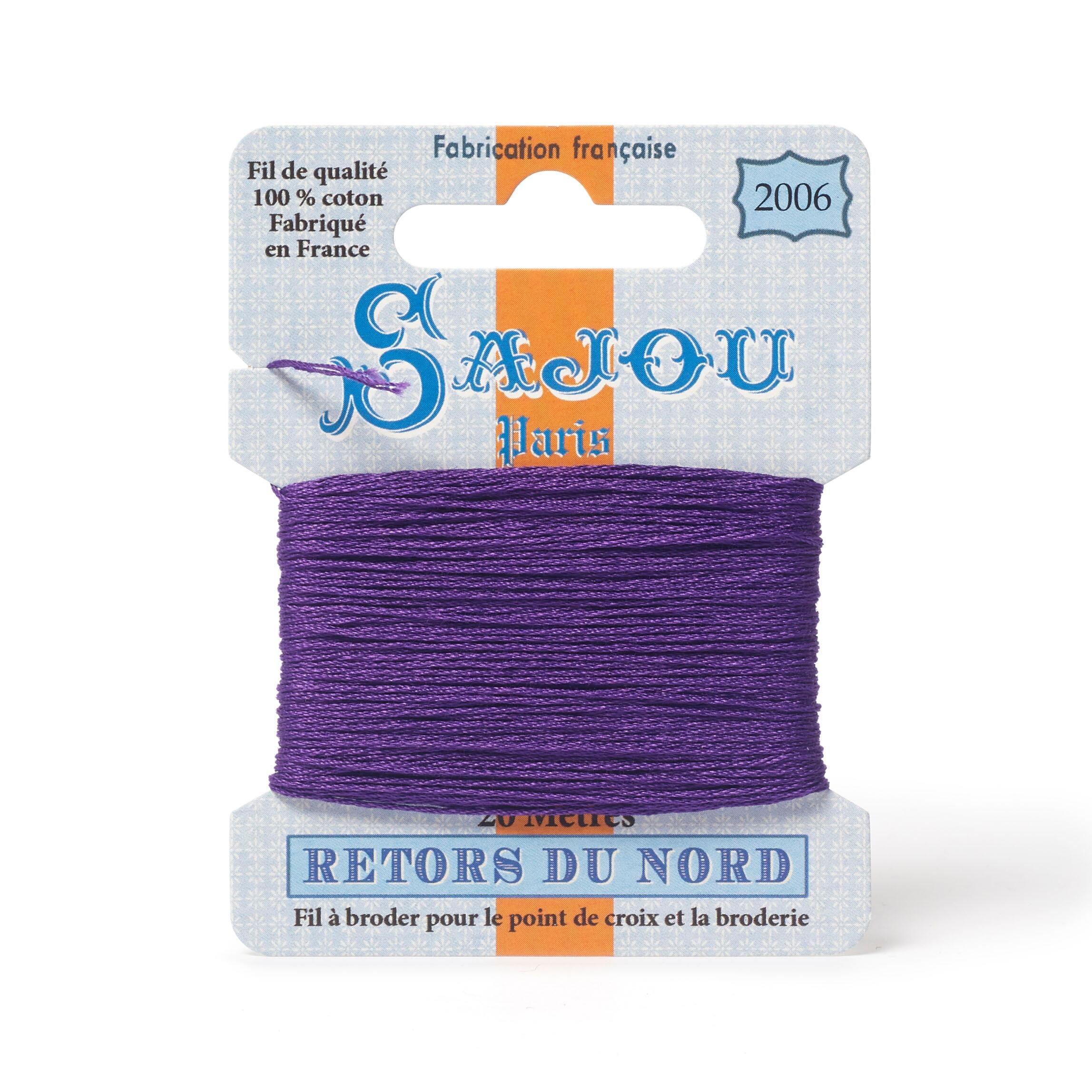 Maison Sajou Retors du Nord embroidery thread card in colour 2006 purple.