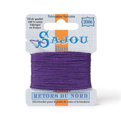Maison Sajou Retors du Nord embroidery thread card in colour 2006 purple.