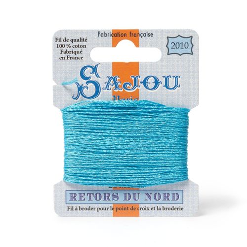 Maison Sajou Retors du Nord embroidery thread card in colour 2010 aqua