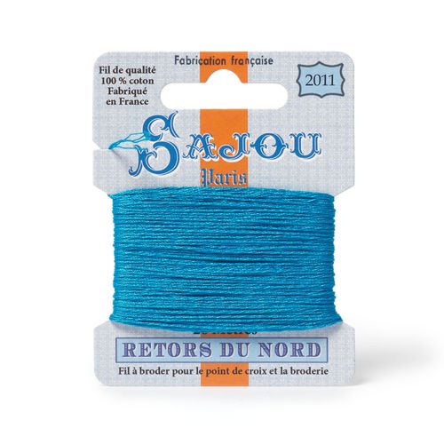 Maison Sajou Retors du Nord embroidery thread card in colour 2011 aqua