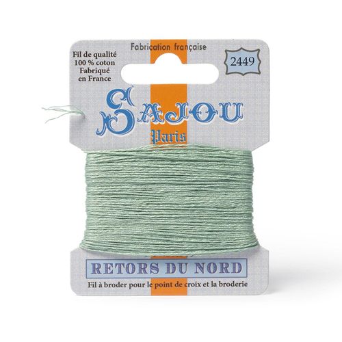 Maison Sajou Retors du Nord embroidery thread card in colour 2449 green.
