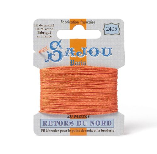 Maison Sajou Retors du Nord embroidery thread card in colour 2405 orange