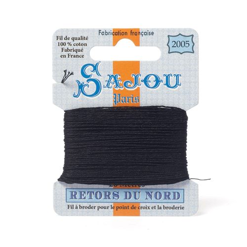 Maison Sajou Retors du Nord embroidery thread card in colour 2005 Black