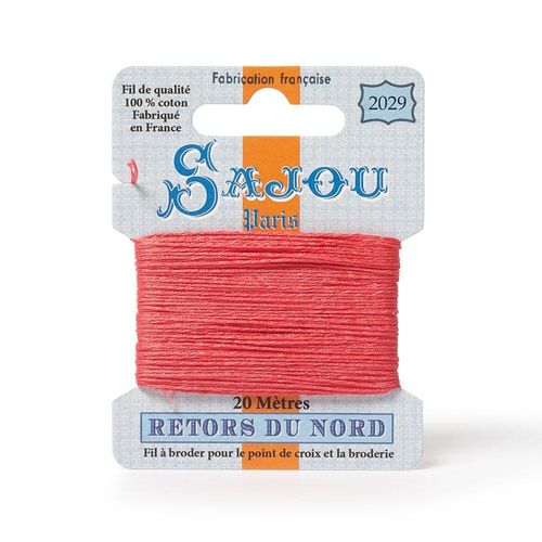 Maison Sajou Retors du Nord embroidery thread card in colour 2029 peach