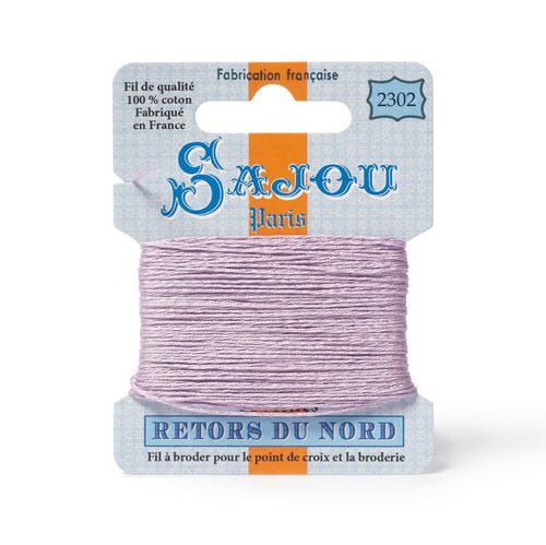 Maison Sajou Retors du Nord embroidery thread card in colour 2302 Lilac.