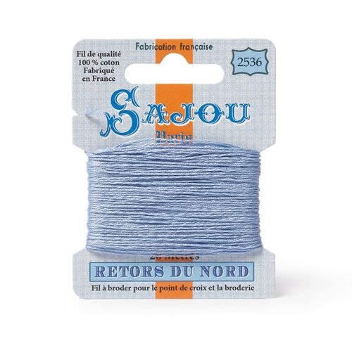 Maison Sajou Retors du Nord embroidery thread card in colour 2536 blue.