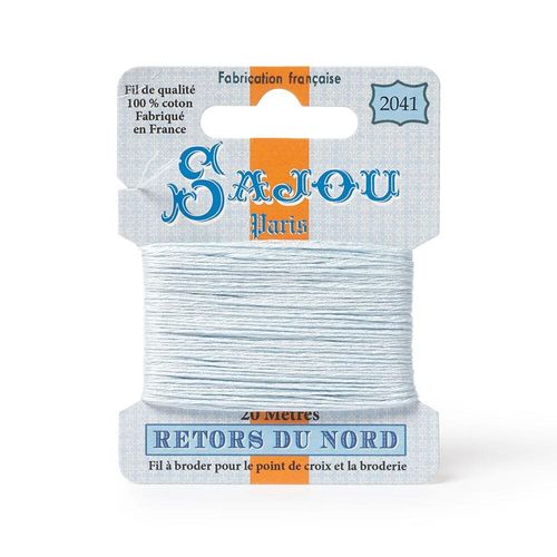 Maison Sajou Retors du Nord embroidery thread card in colour 2041 blue