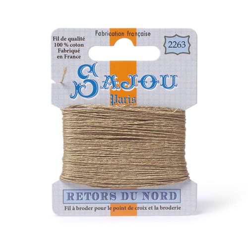Maison Sajou Retors du Nord embroidery thread card in colour 2263 beige.