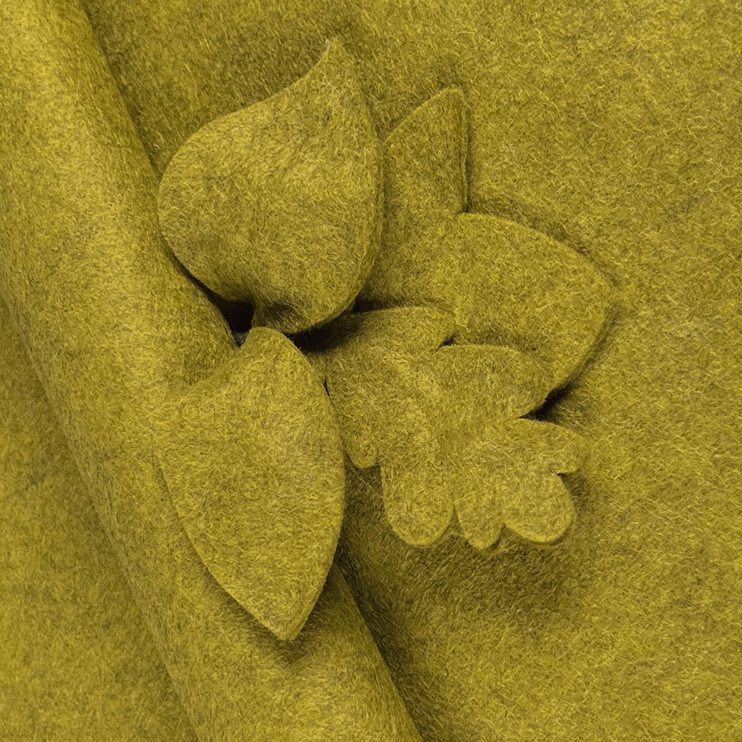 High-quality Marl Moss craft felt showing a multi-tonal, heathered green wool-viscose blend texture for a natural mossy effect.