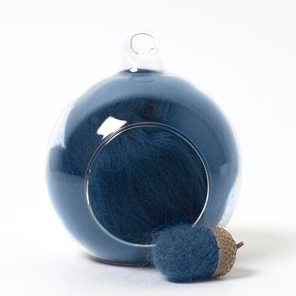 blue 68A merino wool tops for needle felting and spinning in a 10g portion.