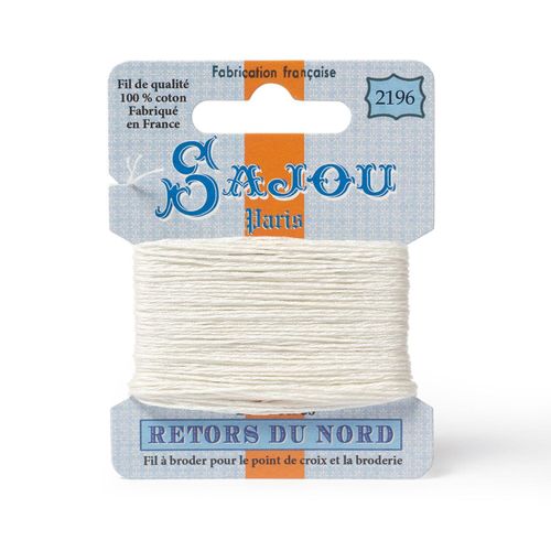 Maison Sajou Retors du Nord embroidery thread card in colour 2196 cream.
