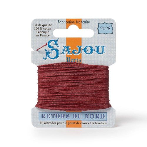 Maison Sajou Retors du Nord embroidery thread card in colour 2028 red