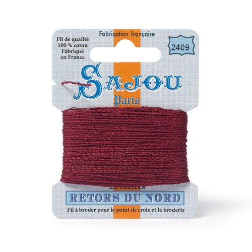 Maison Sajou Retors du Nord embroidery thread card in colour 2409 red