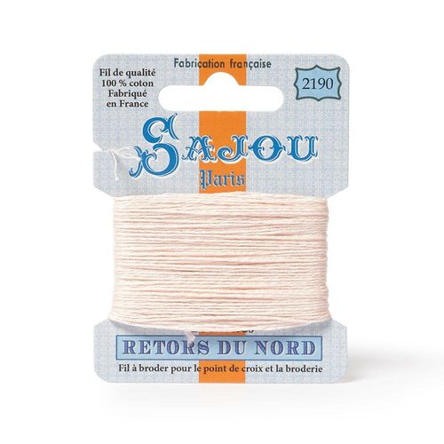 Maison Sajou Retors du Nord embroidery thread card in colour 2190 pale pink.