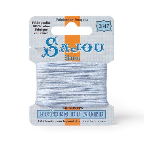 Maison Sajou Retors du Nord embroidery thread card in colour 2847 blue.