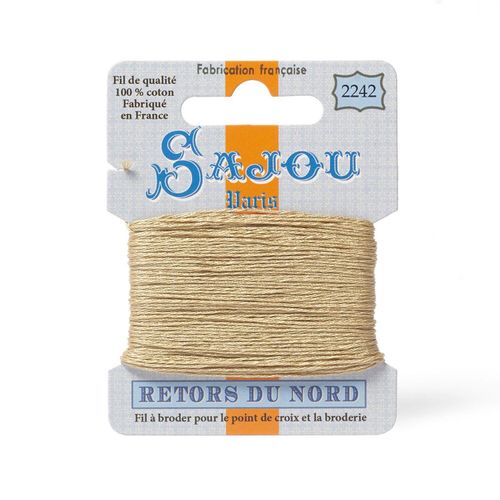 Maison Sajou Retors du Nord embroidery thread card in colour 2242 beige.