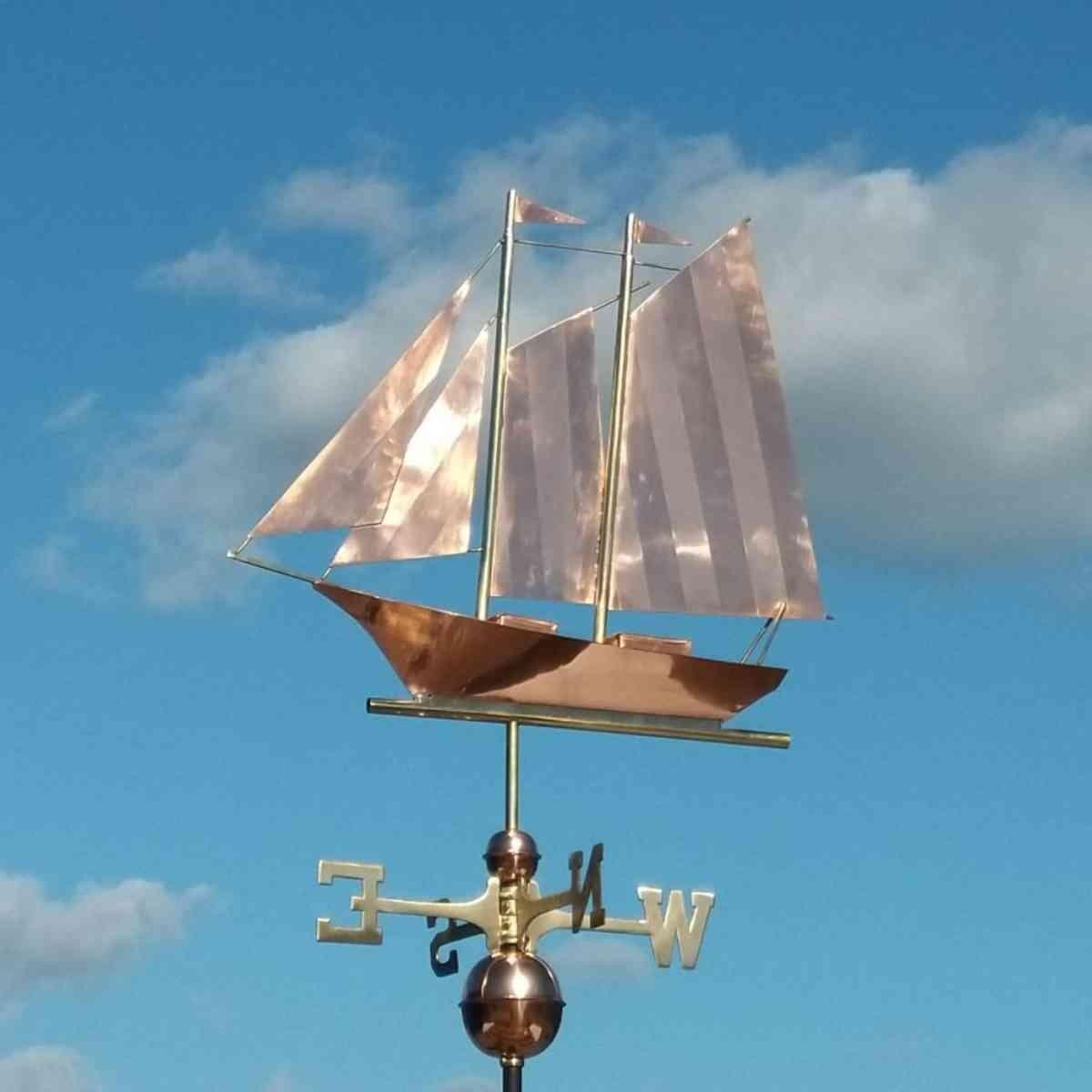 Large copper schooner weathervane