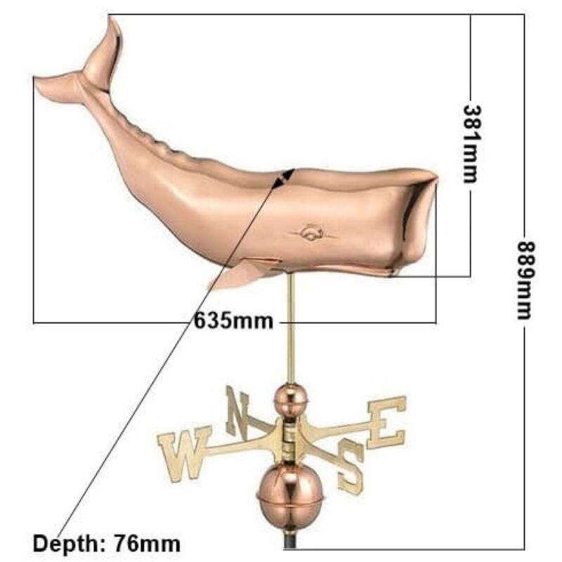 Large copper whale weathervane