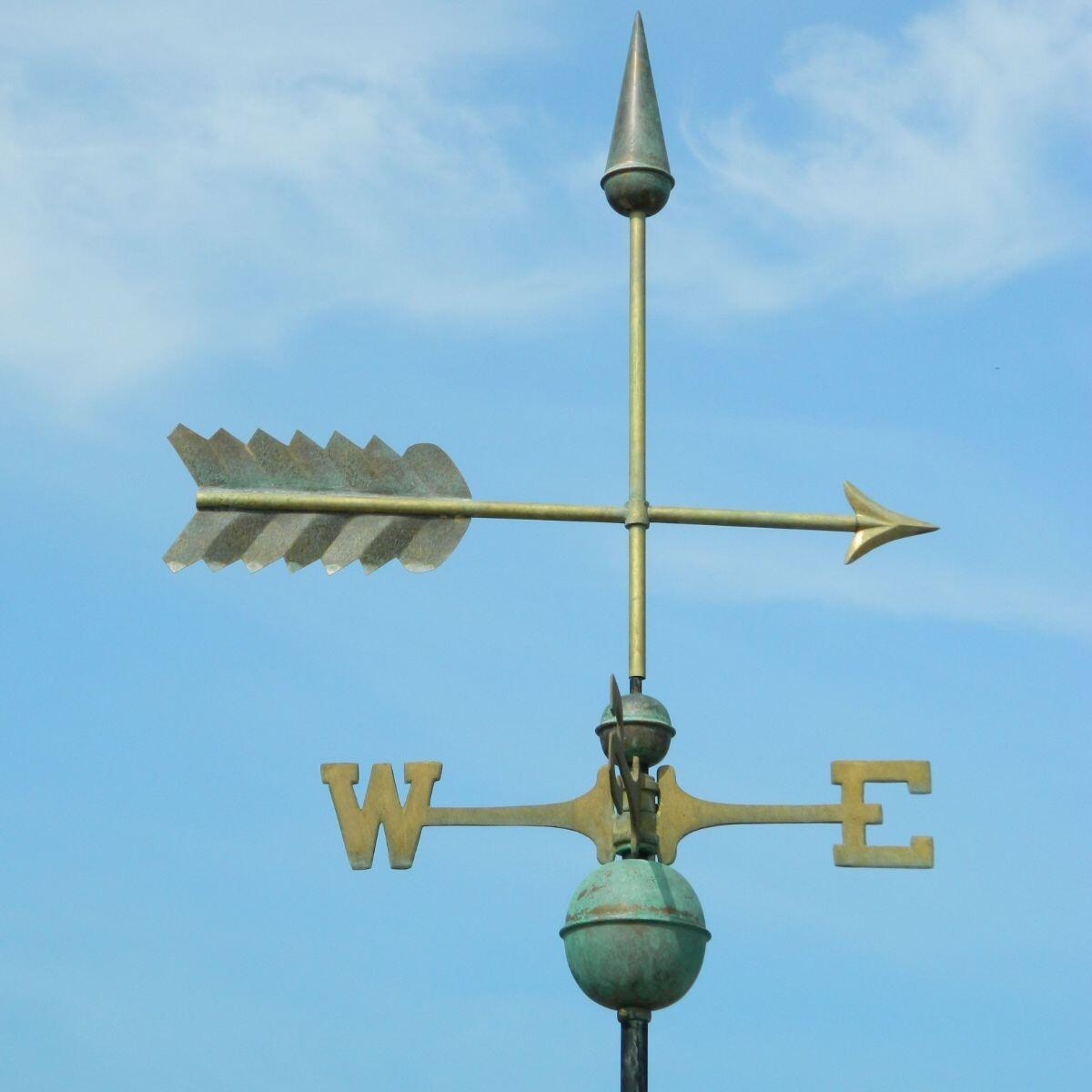 Large pure copper aged arrow weathervane