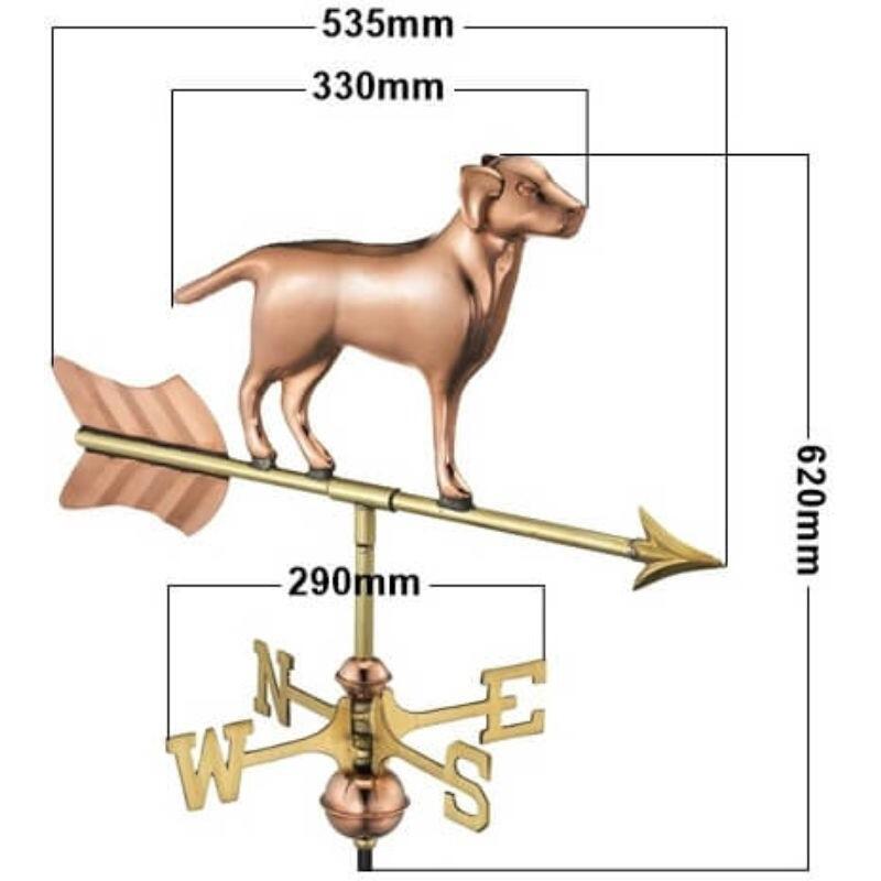Medium copper labrador weathervane