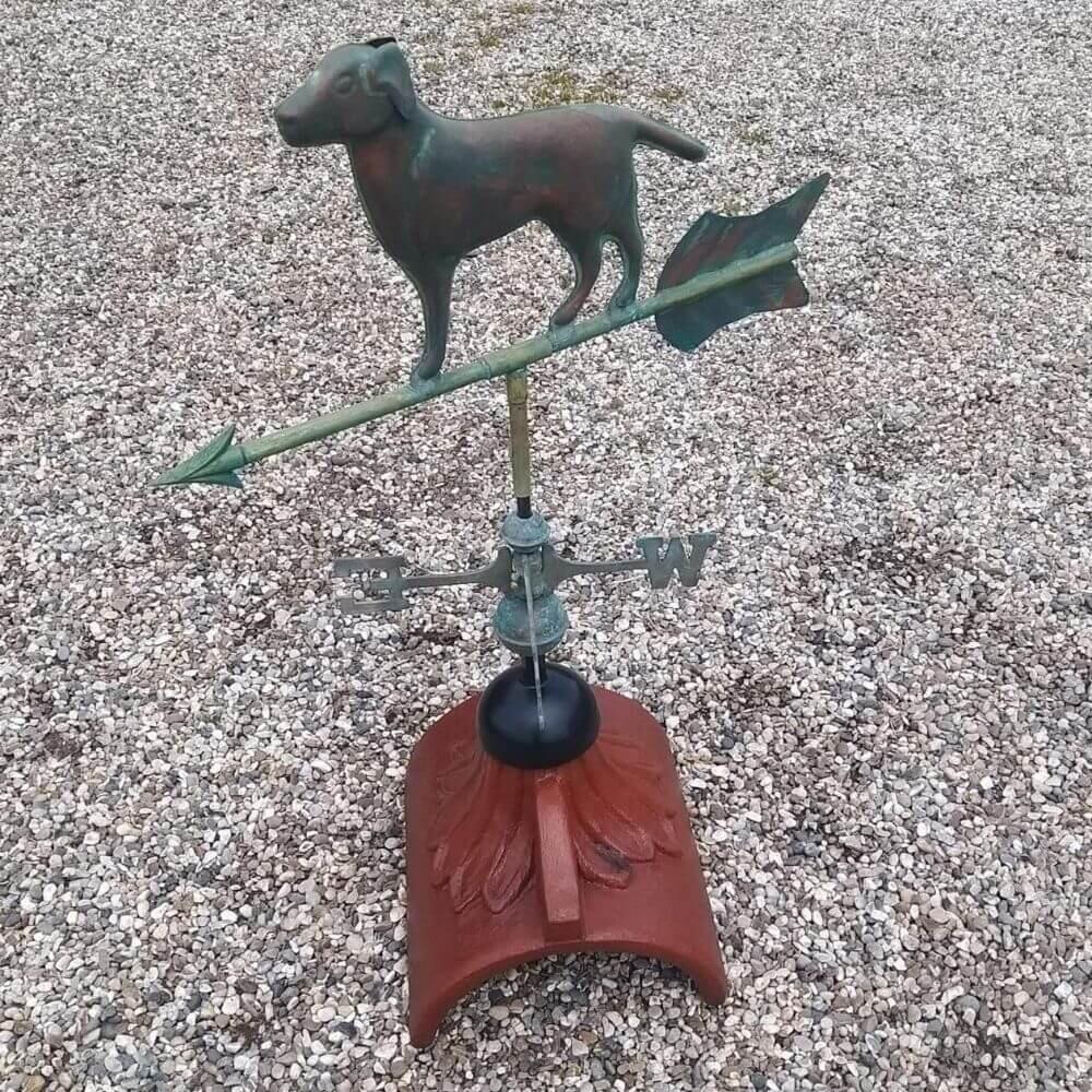 Labrador weathervane supplied with a half round ridge tile
