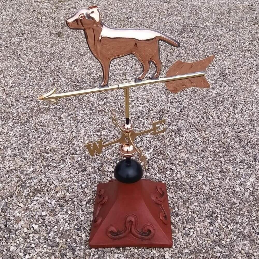 Labrador weathervane supplied on a square ridge tile