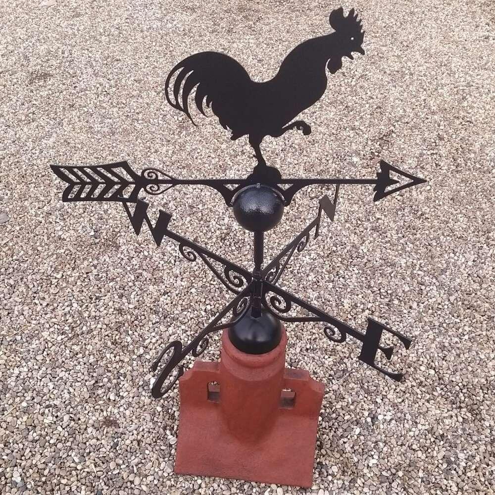 Rooster weathervane supplied on a 45 degree ridge tile finial