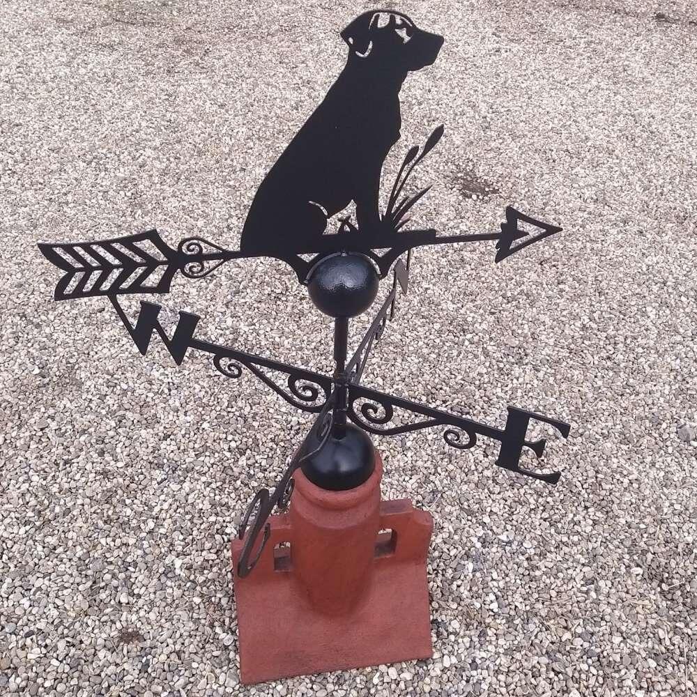 Labrador weathervane supplied on a 45 degree ridge tile finial