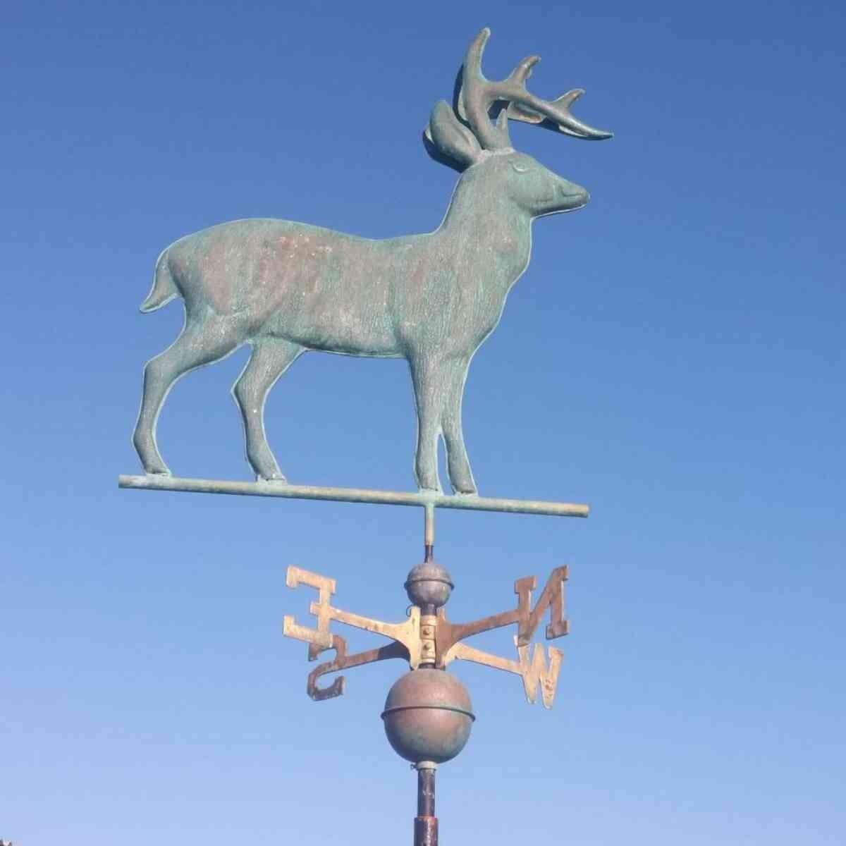 Large copper verdigris deer weathervane